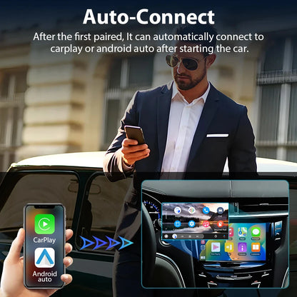 Podofo Android Auto AI Box Wireless Android Auto and Apple Carplay Adapter